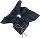 Avizar Scrunchie Maxi Гумена Ластичка За Коса От Мека Дънкова Тъкан Сребърен Възел Тъмносин