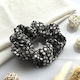 Avizar Classic Scrunchie Hair In Soft Fabric Flowered Delicate Brown Dark Brown
