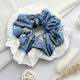 Avizar Класически Ластик За Коса Scrunchie В Дънков Плат Ежедневен Светлосин