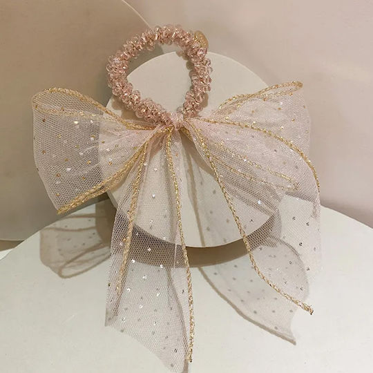Avizar Scrunchie Chic Pentru Păr Cu Perle Nod Imperial Rafinat Roz Roz
