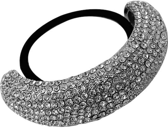 Avizar Elastic Trend Pentru Păr Argintiu Rafinat Geometric Cu Pietre Gri