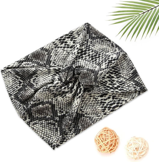 Avizar Crossed Headband Hair In Printed Satin Python Glamor Gray Grey