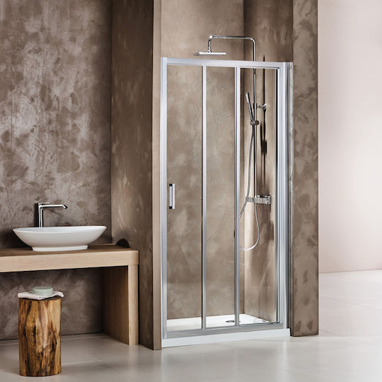 Axis Triple Slider Σταθερό Πλαϊνό Ντουζιέρας 127-131x185cm Clean Glass Chrome
