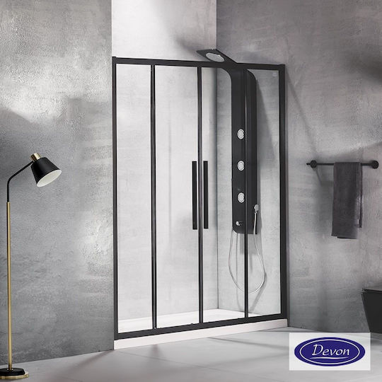 Devon Flow Σταθερό Πλαϊνό Ντουζιέρας 157-161x195cm Black Matt