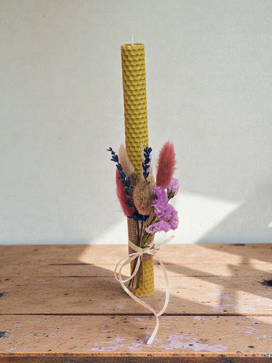 Easter Candle with Box Dried Yellow Beeswax