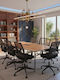 Meeting Table for 8 People with Metal Legs in Oak 215x100x75cm