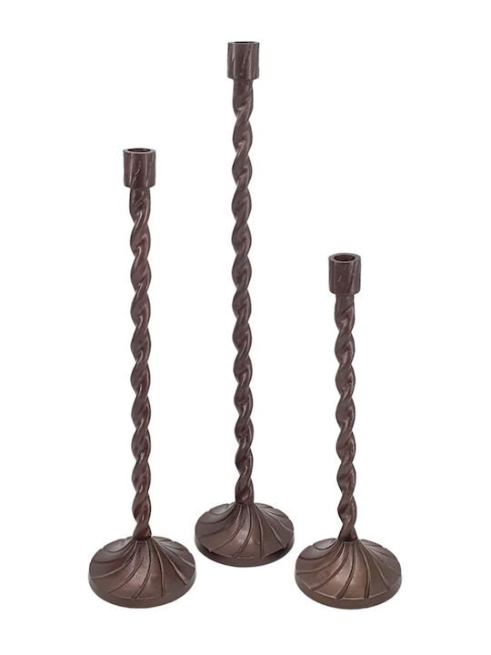 Artekko Set Kerzenhalter Metall in Bronzefarbe 3Stücke