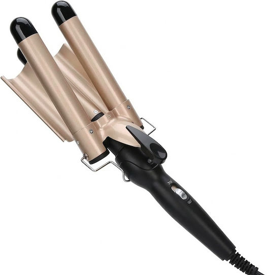 Avizar Triple Barrel Ceramic Curling Iron 70w Fast Ptc Heating Black
