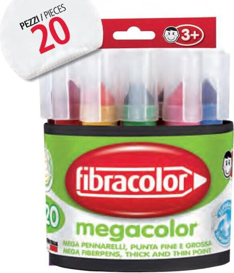 Fibracolor Megacolor Μαρκαδόροι Ζωγραφικής Σετ 20 χρώματα
