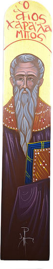 Saint Haralambos Handmade Icons Height 40.5cm Width 7.5cm