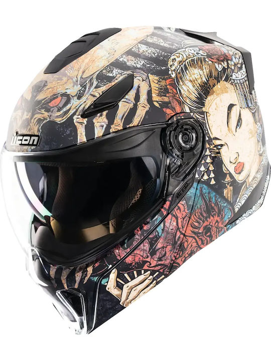 Icon Threshold Odokuro Motorcycle Helmet Flip-Up ECE 22.06 with Sun Visor
