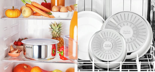 Tefal Ingenio Cook Eat Set De Tigăi Din Oțel Inoxidabil Argintiu Cu Acoperire Antiaderentă 5 Vase