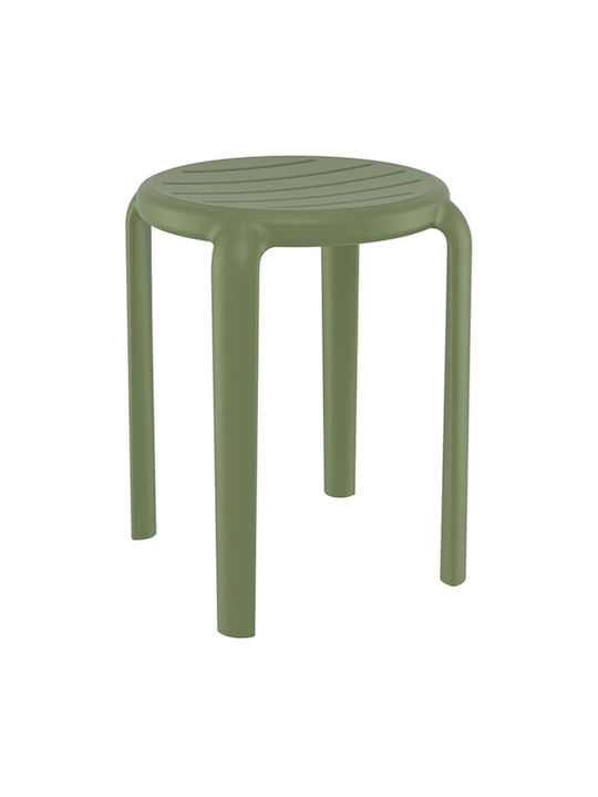 Metallic Outdoor Bar Stool Tom Olive Green 34x34x45cm