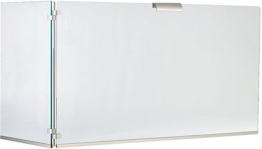 Zogometal Glass Fireplace Screen 90x30x50cm Silver