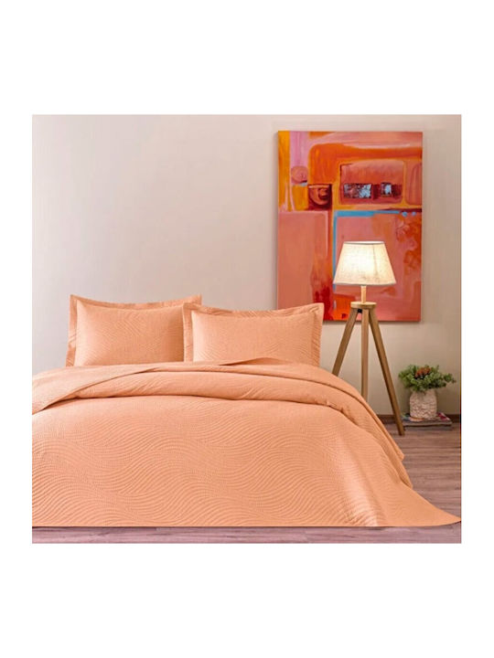Tac King Size Tagesdecken aus Polyester Orange 250x260cm 3Stücke