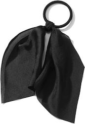 Elastic Scarf Hair Ribbon In Satin Solid Black