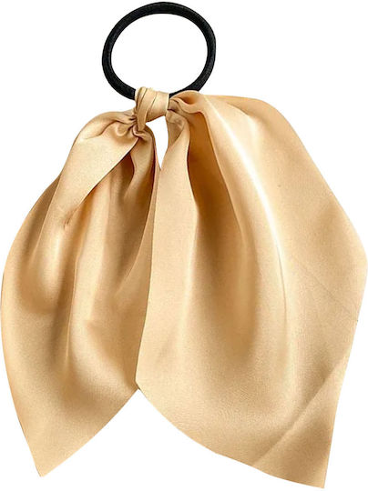 Elastisches Haargummi Aus Samt Uni Beige