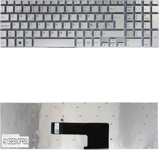 Teclado Español Para Portátil Spanish Laptop Keyboard Sony Vaio Fit Svf15 Svf152 Svf1521c5e Svf15218cxw Svf152c29m Svf152a29m Svf153 Svf153a1ym Svf153a2tt Svf154 Svf15a1m2es Svf15a1s2es Es No Frame Silver Κωδ.40139esnofrsil