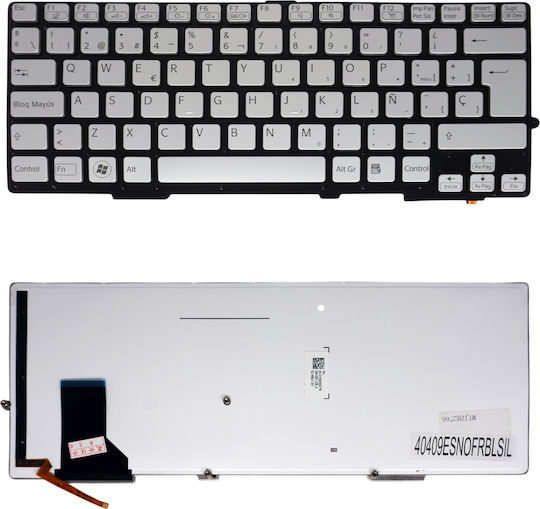 Teclado Español Para Portátil Spanish Laptop Keyboard Sony Vaio Svs13 Sve13 Svs131 Sv-e13 Svs13a 1-490-143-21 149014321usx 1-490-097-11 9z.n6bbf.401 Es Nο Frame Backlight Silver Κωδ.40409esnofrblsil
