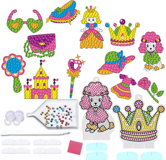 Set Creativ 12 Autocolante Mozaic cu Diamante Zola Design Prințesă Șabloane Autocolante Tavă Aplicator Diamante 2 Ventuze