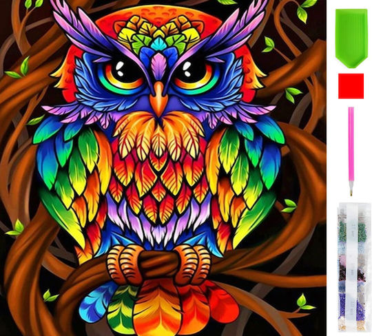 Diamond Mosaic Diamonds Zola Multicolored Abstract Owl Design 30 X 30