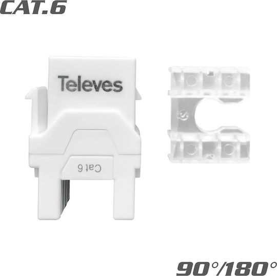 Televes 209901 Keystone Jack Rj45 Utp Cat.6 Θηλυκό 90°/180° White