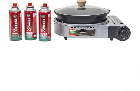 Set Aragaz Camping Oală Capac de Sticlă 2.3kw Putere Aprindere Electrică Gri + 3 Sticle 410ml Zts 5613_1