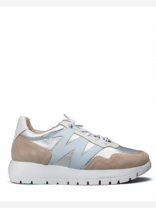Damen Sneakers Plata Beige Silber