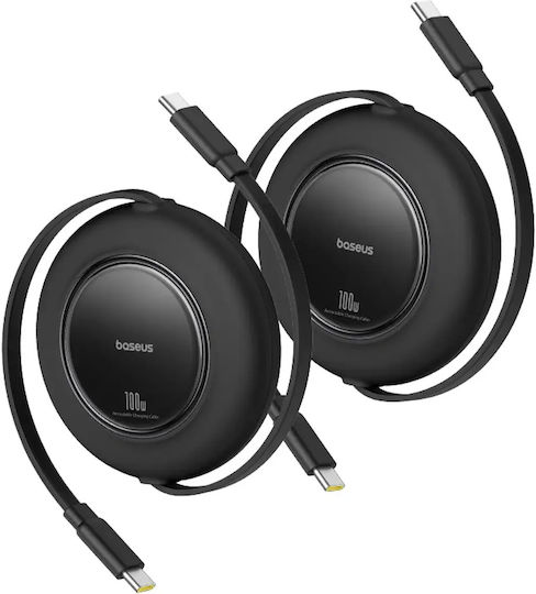 Baseus Retractable USB 2.0 Cable USB-C Male - USB-C 100W Black 2m P10364500113-08 2 Pieces