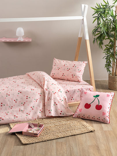 Palamaiki Set Cearceafuri Single Bumbac Mk778 Roz 170x260cm 3 Bucăți