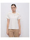Damenbluse Blumen Farbe Ecru
