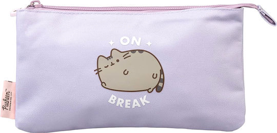 Pusheen Pencil Case 3 Compartments On Break Pattern Moments Collection Lavender