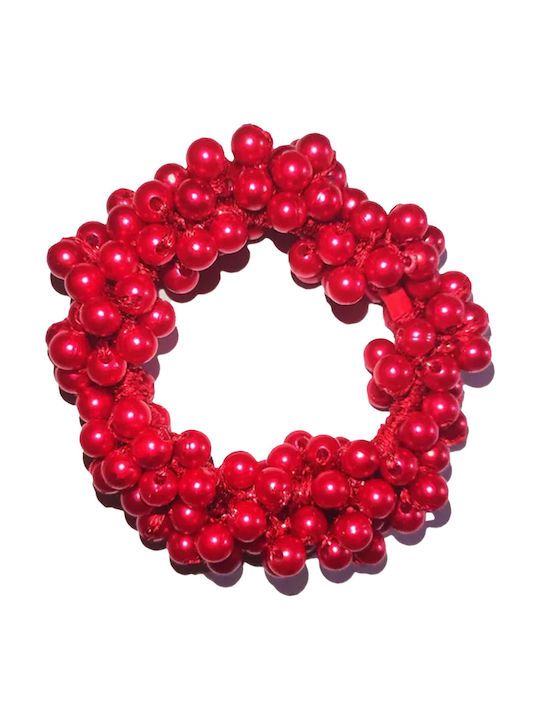 Elastische Haargummis Glanz Perlen Glamour Rote