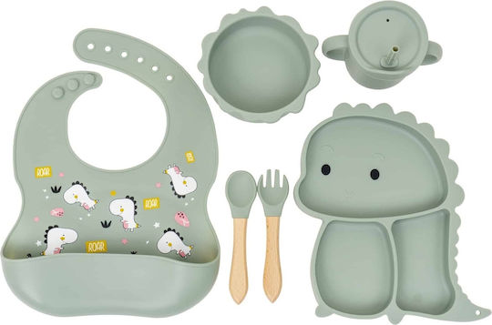 Foxmag24 Baby- und Kinder-Essgeschirr aus Silikon Grünes 5er Set