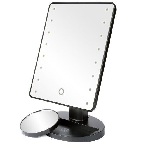 H&S Makeup Mirror Tabletop with Light 18.4x17.5cm Black