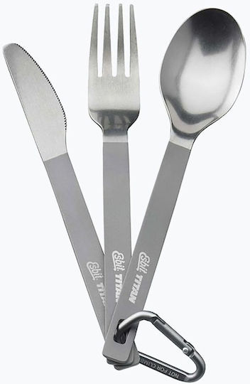 Esbit 3-piece Titanium Cutlery Set Carabiner Pocket Titanium