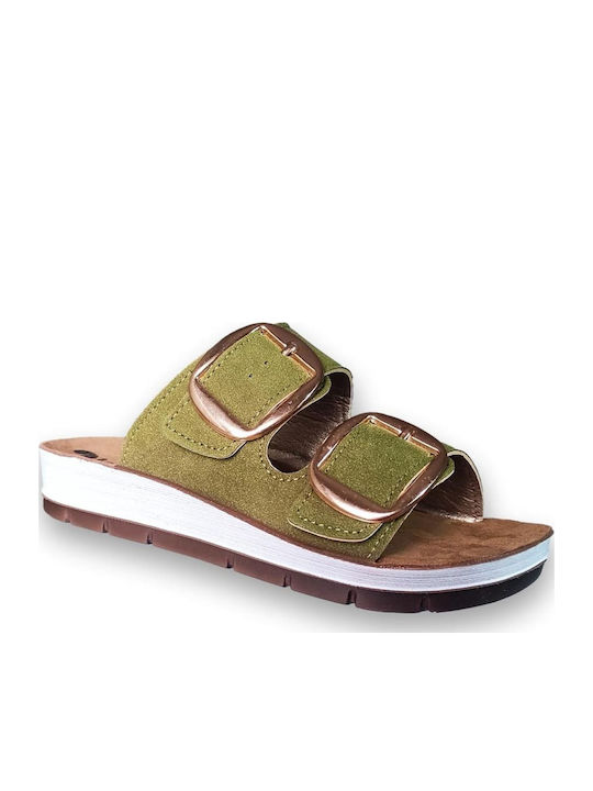 Inblu Leather Women's Anatomic Green Sandals