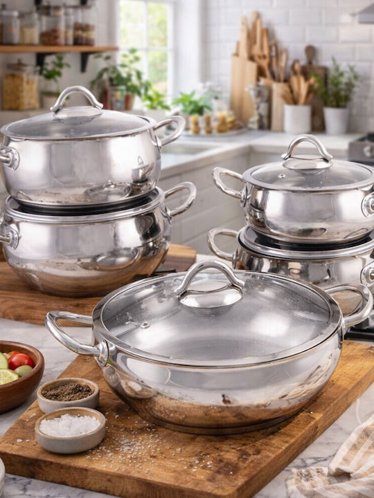 SteweHome Kochgeschirr-Set 10 Teile Silber 24cm