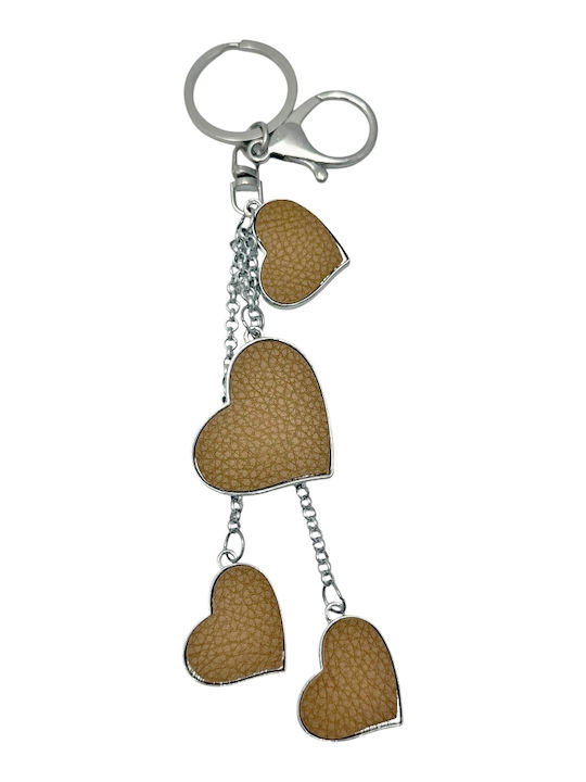 Eleganter Schlüsselanhänger Herzen –savil Beige