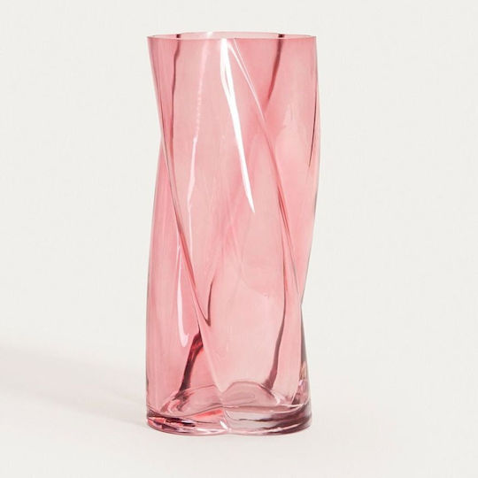 Homla Decorative Glass Vase Raya Pink 10.5x10.5xH26cm