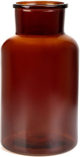 Homla Decorative Glass Vase Tenno Brown 14.5x14.5xH25.5cm