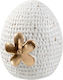 Ceramic White Egg Petalouda Gold 11x9x13cm