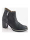 Leder Damen Stiefeletten Schwarz