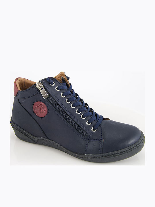 Safe Step Leather Women's Ankle Boots Blue