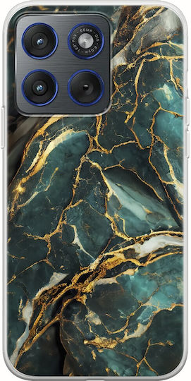 Cracked Marble Gold Teal Motorola Edge 70 5G Flexible TPU Transparent Silicone