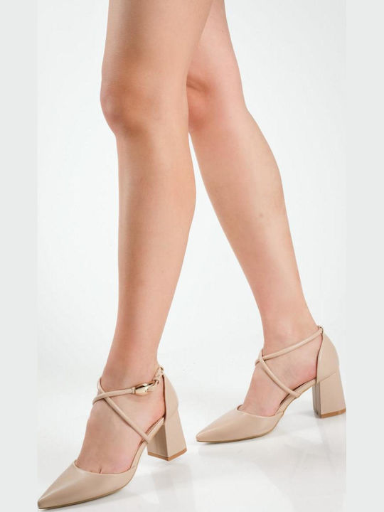 Pointed Toe Heels with Strap Pink