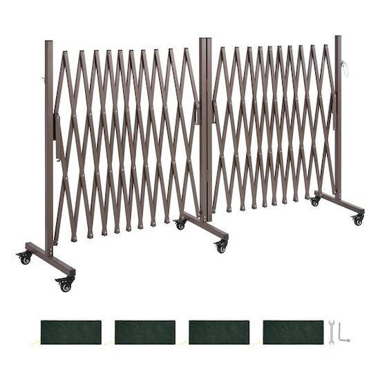 Double Extendable Security Gate Max Length 8.18 M 6 Wheels Height 120 Cm Brown