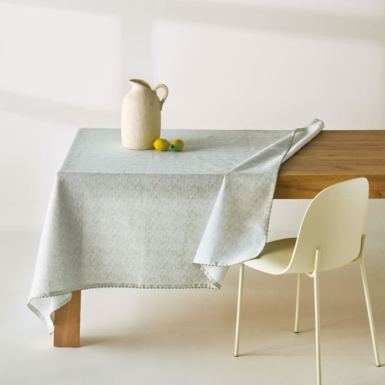 Kentia Cotton Tablecloth Flos White-Light Green 140x220cm
