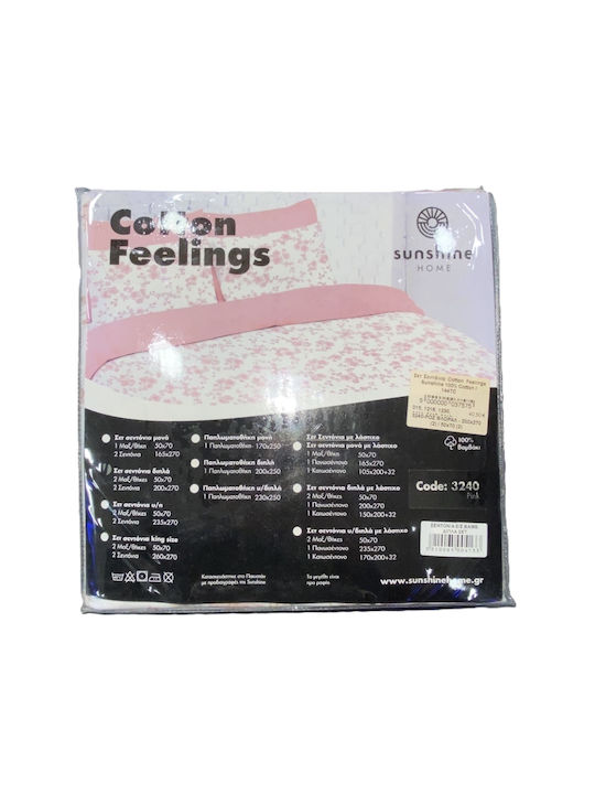 Sunshine Single Cotton Pink Floral Sheets Set 200x270cm
