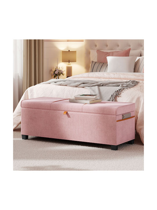 Bench Stool with Storage Space Wooden Pink 110x40x40cm